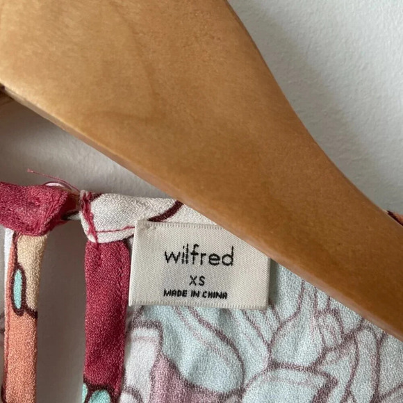 Aritzia Wilfred Lambrusco Tiered Mini Dress Dress Warm Red Subtle Mint Floral - Picture 7 of 9